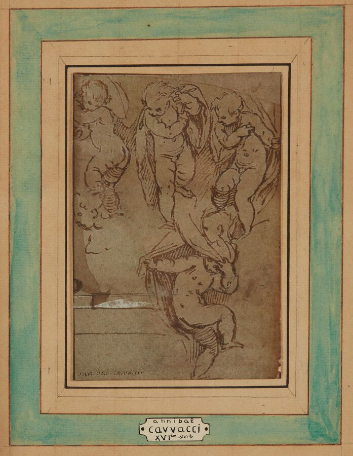 Null Ecole de Vérone du XVIIe siècle
Quatre étude d'angelots 
Plume et encre bru&hellip;