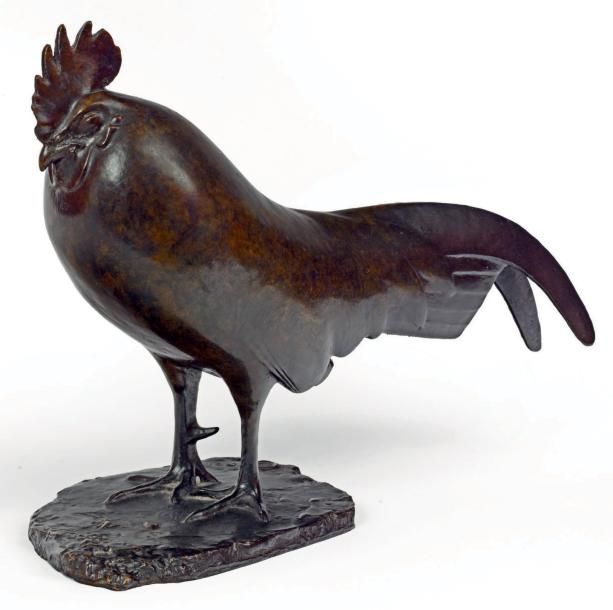 POMPON François (1855-1933) «Coq dormant». Bronze à patine brun clair, signé: «P&hellip;