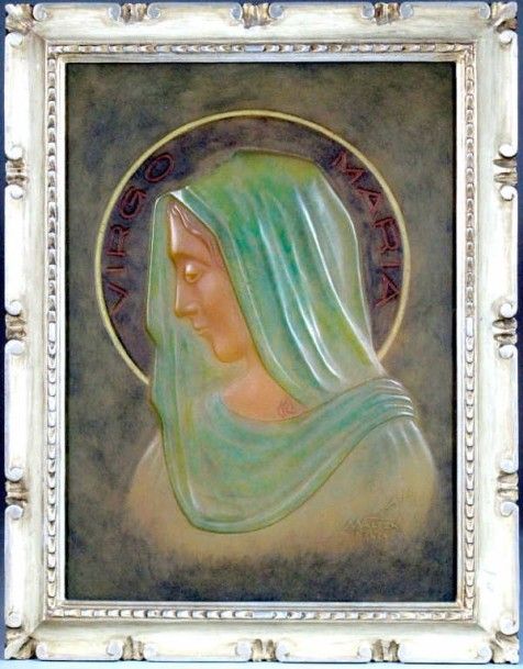 WALTER Amalric (1870-1959) "Virgo Maria"Panneau rectangulaire en pâte de verre e&hellip;