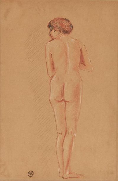 Null Attribué à Édouard-Achille GUY (XIXe siècle)
"Nu féminin de dos"
Sanguine s&hellip;