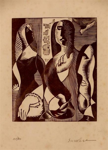 Null Léopold Survage (1879-1968)
Deux femmes avec panier. Bois gravé. 175 x 215 &hellip;