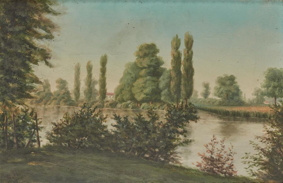 Null HAFFNER Albert (1846-1930)
"Rives d'un fleuve"
Huile sur toile, monogrammée&hellip;