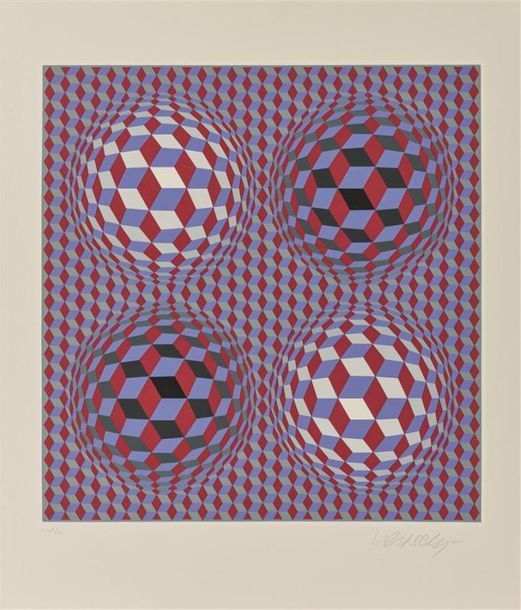 Null Victor Vasarely (1908-1997)
Composition cinétique (bordeaux, bleu, gris). S&hellip;