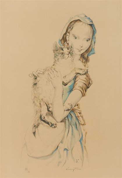Null Léonard-Tsuguharu Foujita (1886-1868)
Jeune fille au chat. 1959. Lithograph&hellip;