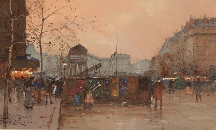 Null GALIEN-LALOUE Eugène (1854-1941)
"Scène parisienne"
Gouache et aquarelle, s&hellip;