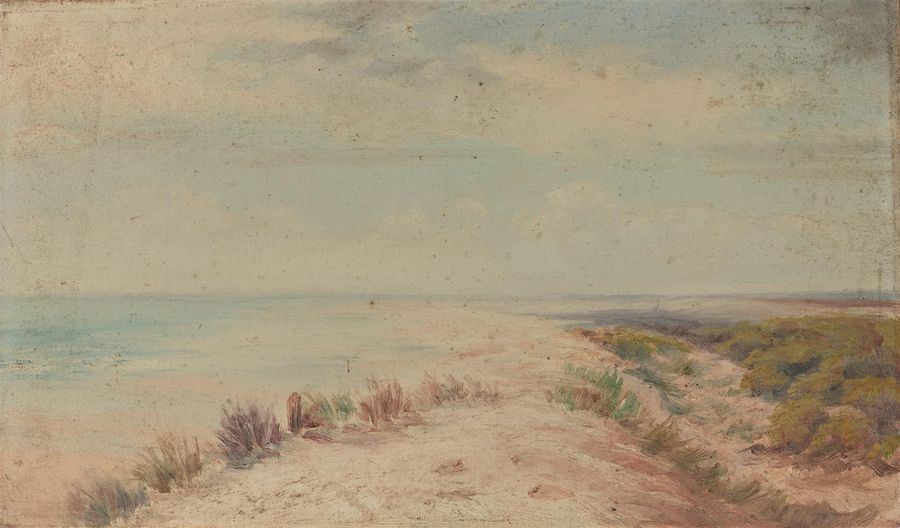 Null Attribué à Albert HAFFNER (1846-1930)
"Dunes en bord de mer"
Huile sur toil&hellip;