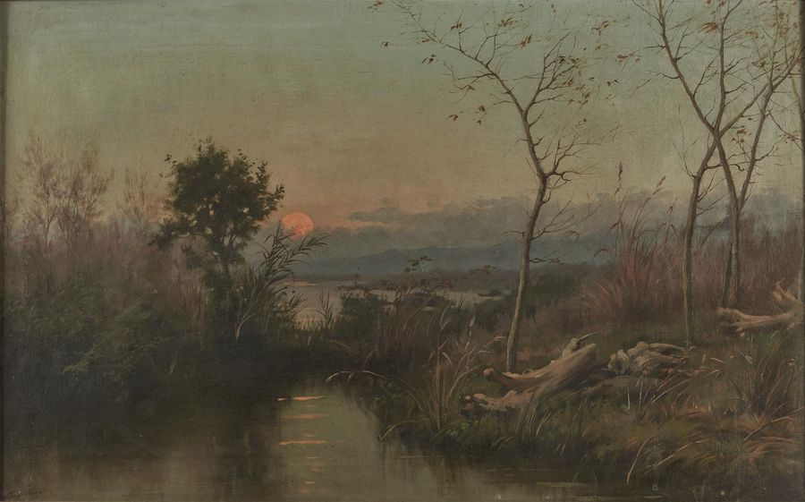 Null CHIAROLONZA Giuseppe (1868-1920)
"Paysage lacustre au crépuscule"
Huile sur&hellip;