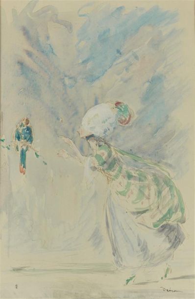 Null DRESA Jacques (1869-1929)
"Élégante au perroquet"
Aquarelle, signée en bas &hellip;
