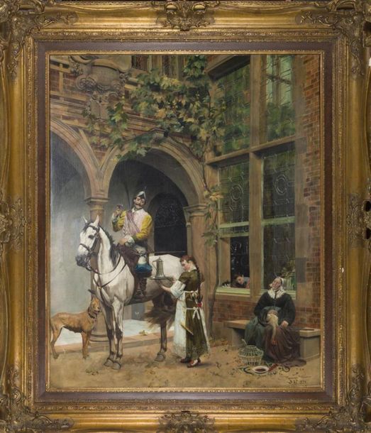 Null GRIMM Hermann (XIXe siècle)
"La halte du cavalier dans la cour de l'auberge&hellip;