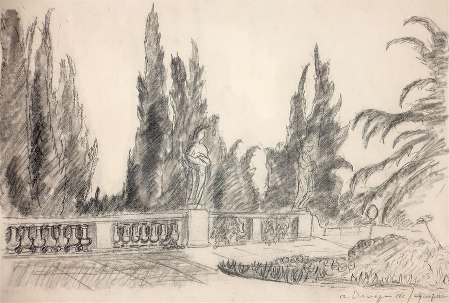 Null DUNOYER DE SEGONZAC André (1884-1974)
"Le parc"
Dessin au fusain, signé en &hellip;