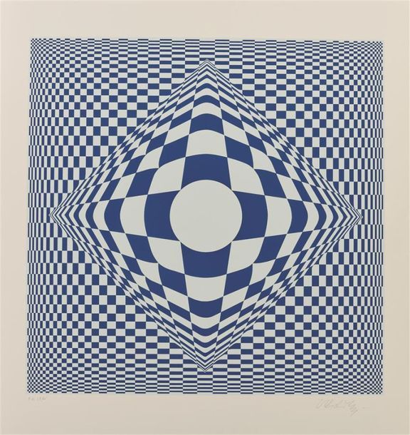 Null Victor Vasarely (1908-1997)
Composition cinétique (bleu foncé, bleu ciel). &hellip;