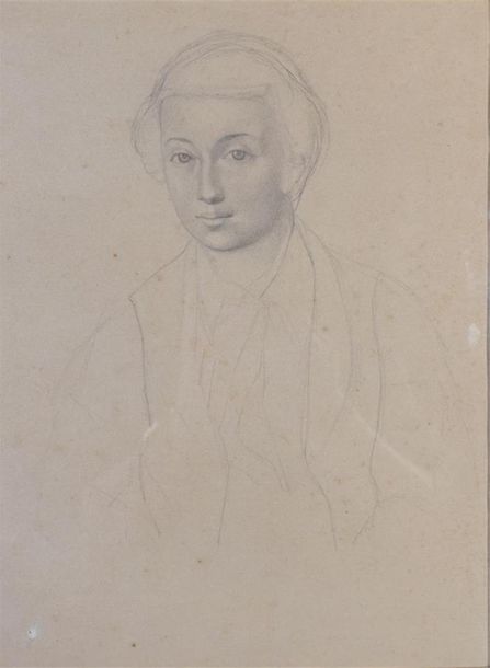 Null Ecole française de la fin du XIXe siècle. "Portrait de femme". Crayon noire&hellip;
