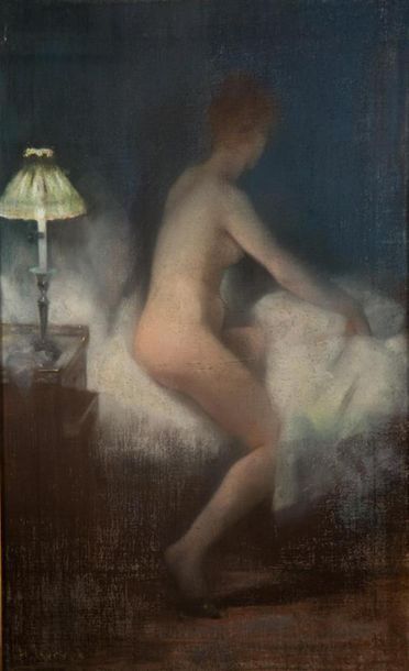 Null GERVEX Henri (1852-1929)
"Le coucher"
Pastel sur toile, signé en bas à gauc&hellip;