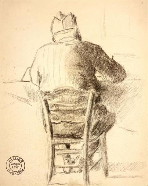 Null LEVY Georges (1899-1969) "Soldat de dos" et "Tolède". Deux dessins, l'un au&hellip;