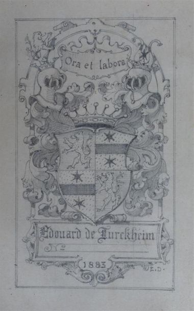 Null Etude de blason "Edouard de Turckheim" Mine de plomb 13 x 9 cm Encadrée sou&hellip;
