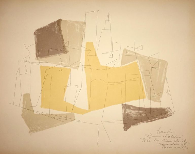 Null DAUPHIN Raymond (1910-1995) "Composition" Lithographie, signée, justifiée E&hellip;