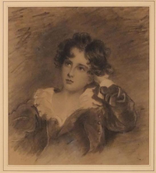 Null "Portrait d'un jeune garçon". Fusain, signé et daté "1883" en bas à droite &hellip;