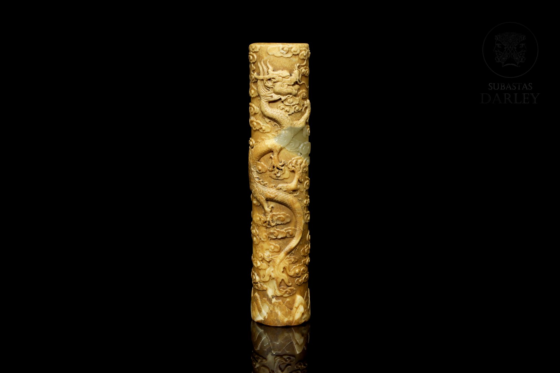 Sello alargado de piedra "Shoushan", dinastía Qing 
Pierre sculptée de forme tub&hellip;