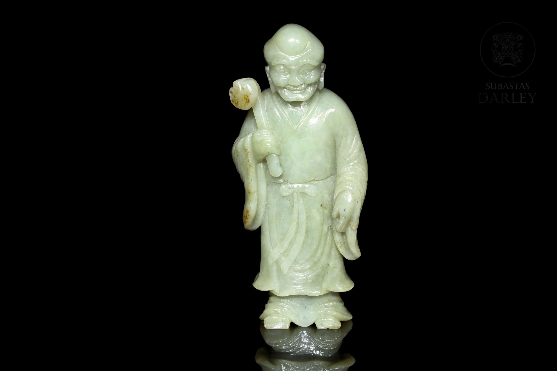 Figura "Shou Lao" de jade tallado, dinastía Qing 
Elle représente un vieil homme&hellip;