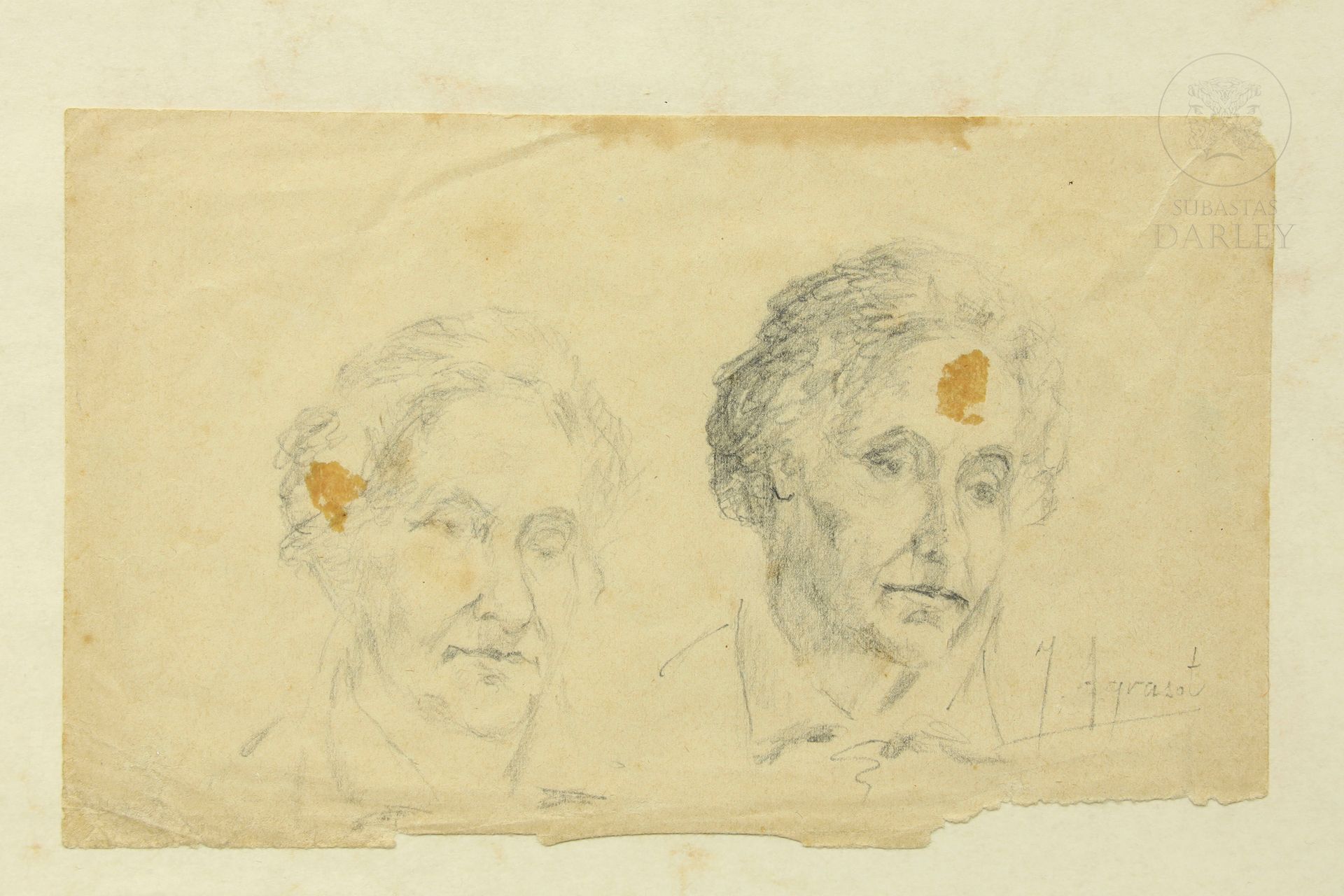 Joaquín Agrasot y Juan (1836/37 - 1919) "Retratos" 
Dessin sur papier. Signé "J.&hellip;