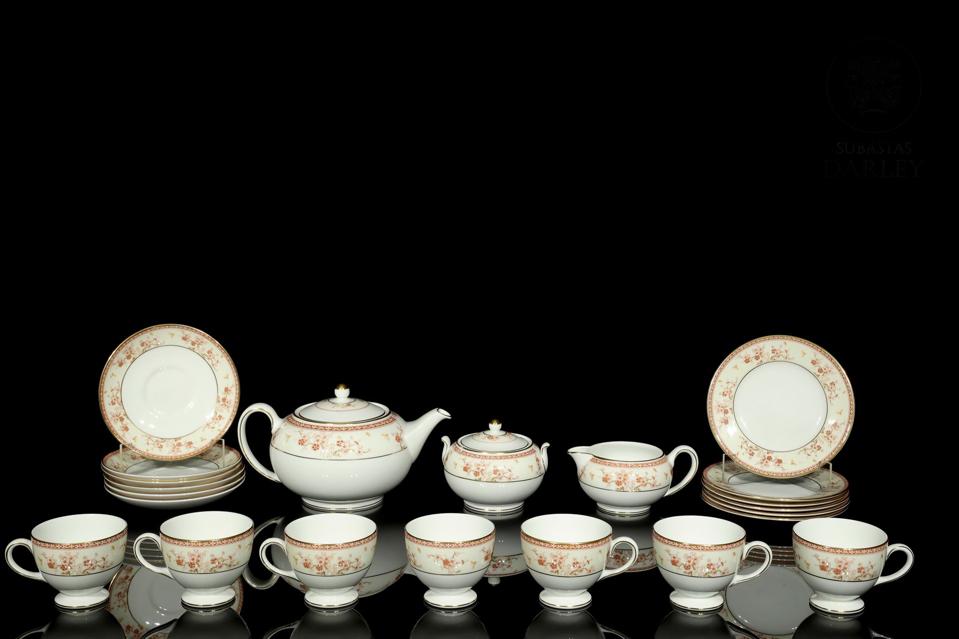 Juego de té "Malabar", porcelana Wedgwood, S.XX 
Porcelaine anglaise avec bordur&hellip;