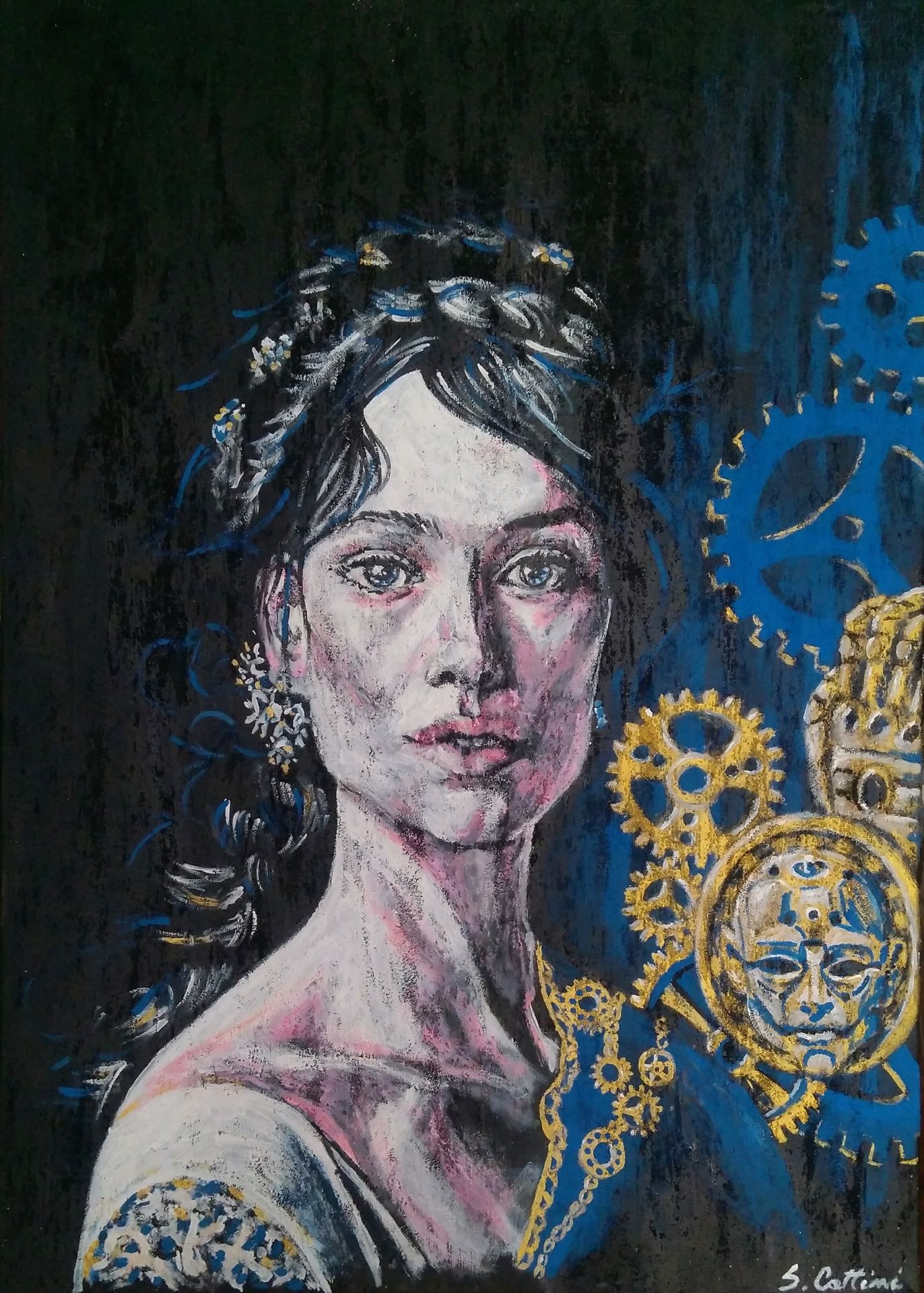 Simonetta Cattini Acrylique et sable sur toile Dans l'esprit d'une femme savante&hellip;