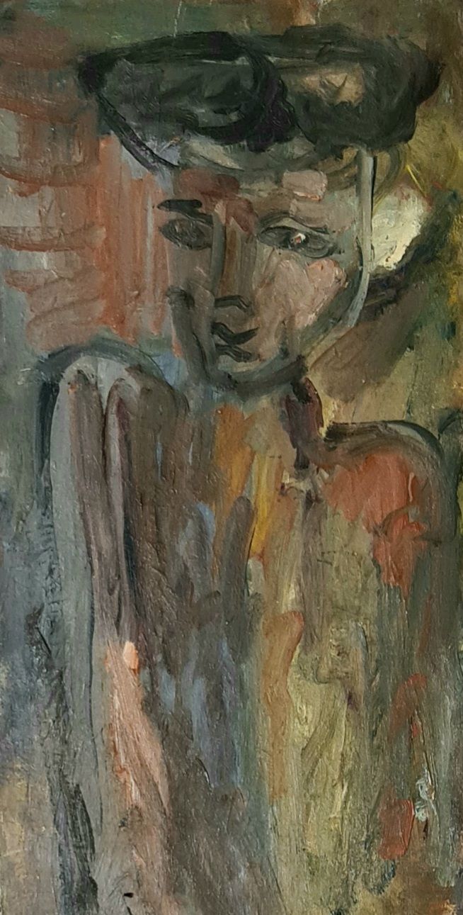 Mario Marcucci Olio su tavoletta (presenta sul retro altro dipinto) Figura Dimen&hellip;