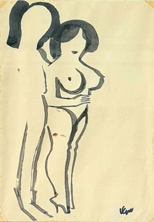 Lucio Venna Pennarello su carta Nudo Dimensioni: 23,5cm x 13,5cm Certificazione:&hellip;