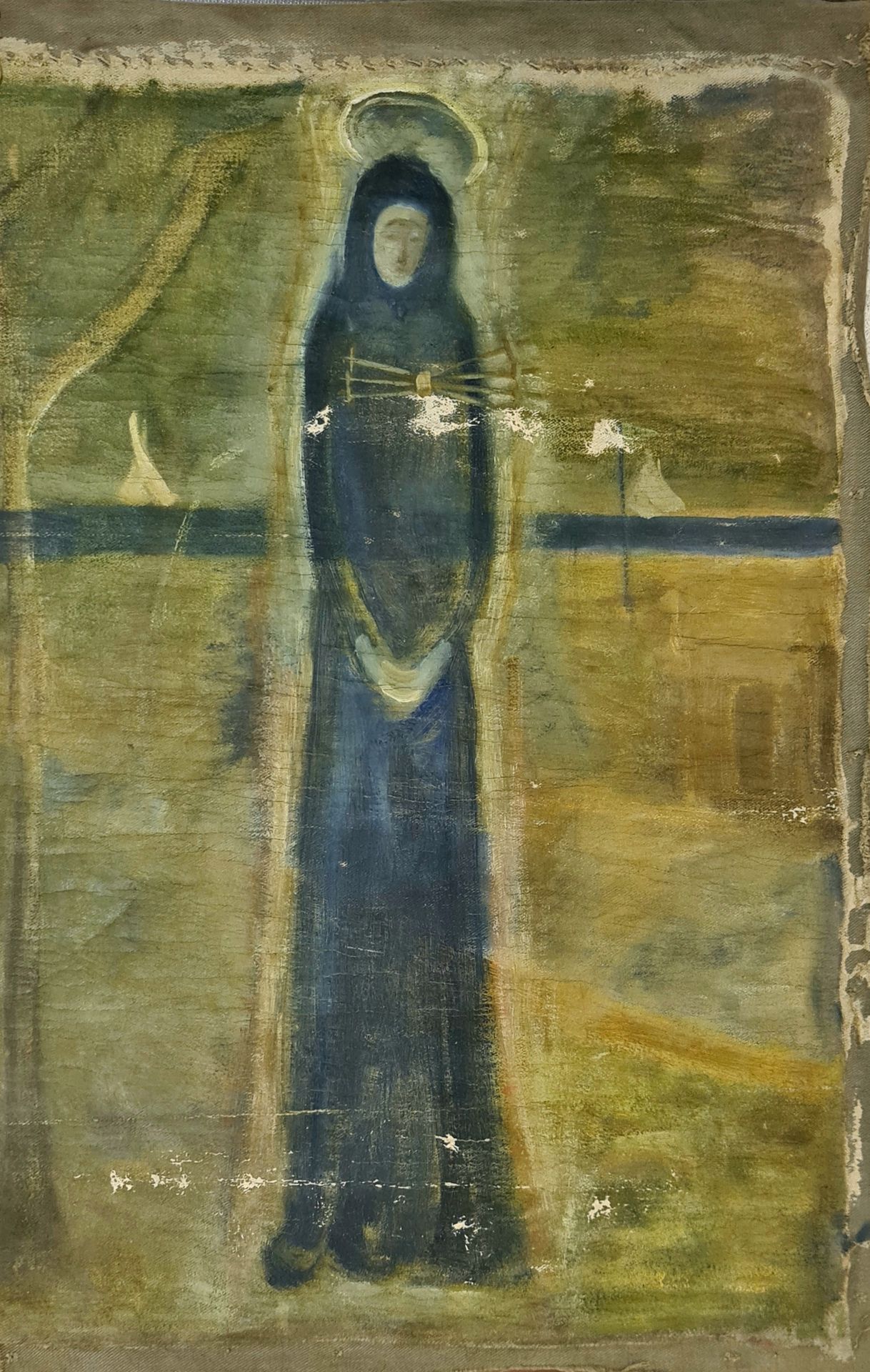 Mario Marcucci 布面油画（有些地方缺色） 圣母尺寸：52厘米 x 34厘米 认证：来自维亚雷焦私人收藏
