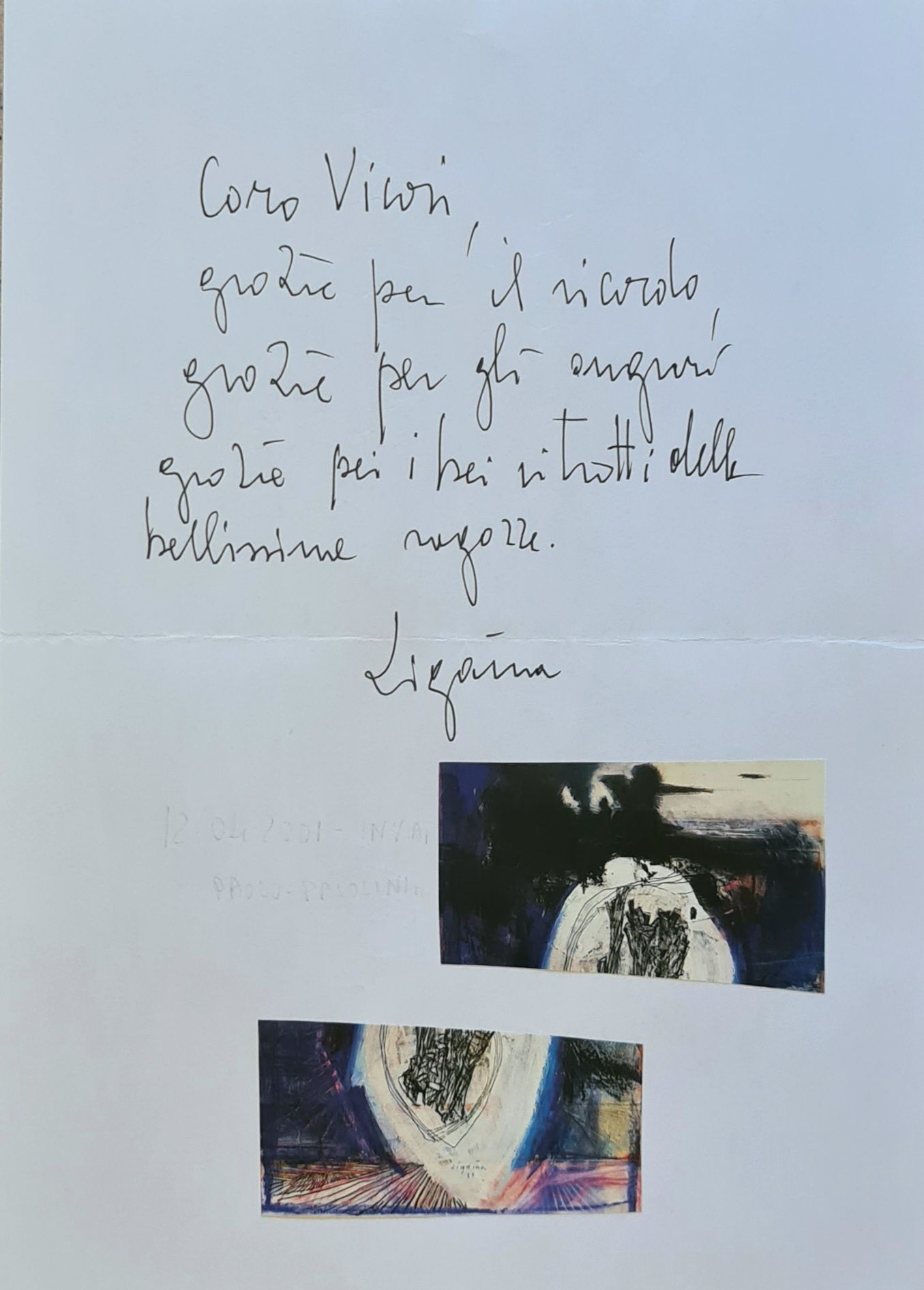 Giuseppe Zigaina 无题》 信件上的拼贴画与原始信封 尺寸：29厘米 x 21厘米 认证：作品正面有签名