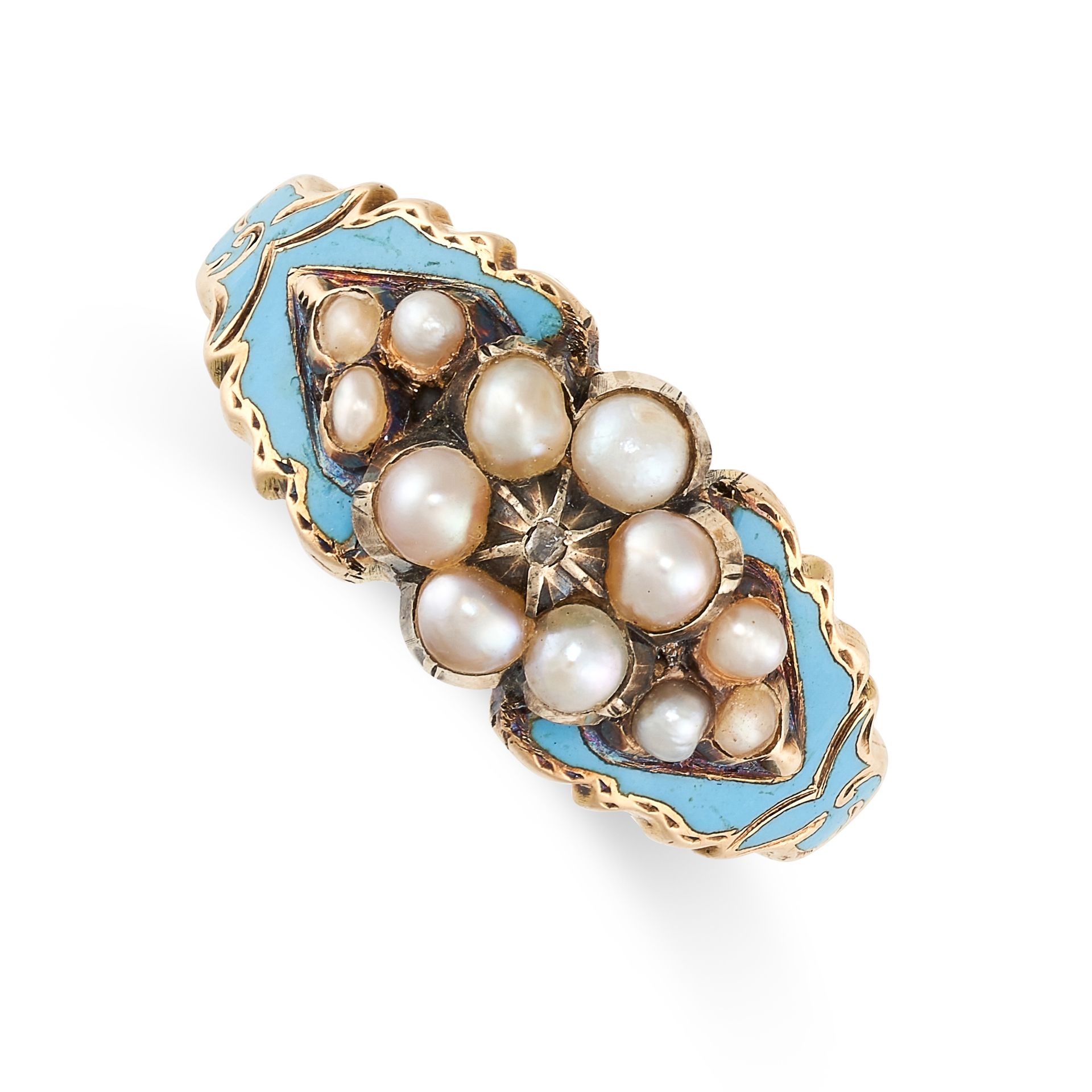 Null KEIN RESERVE - ANTIQUE VICTORIAN DIAMOND, PEARL AND ENAMEL RING in hochkarä&hellip;