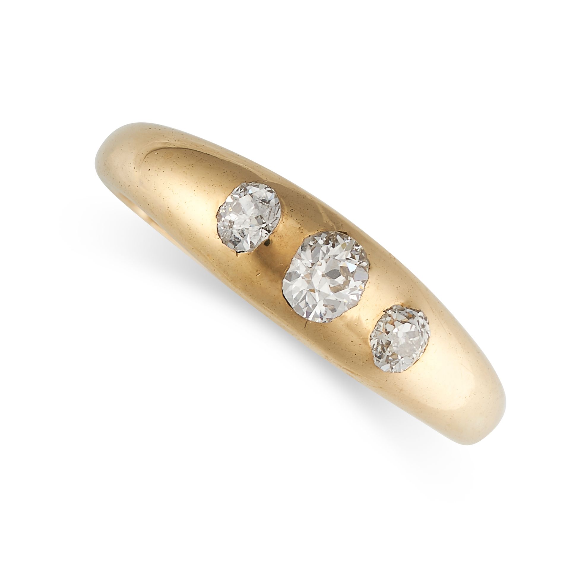 Null 无保留 - ANTIQUE VICTORIAN DIAMOND GYPSY RING, 1897年，18K黄金，锥形带镶嵌三颗老式切割钻石，英国伯明翰&hellip;