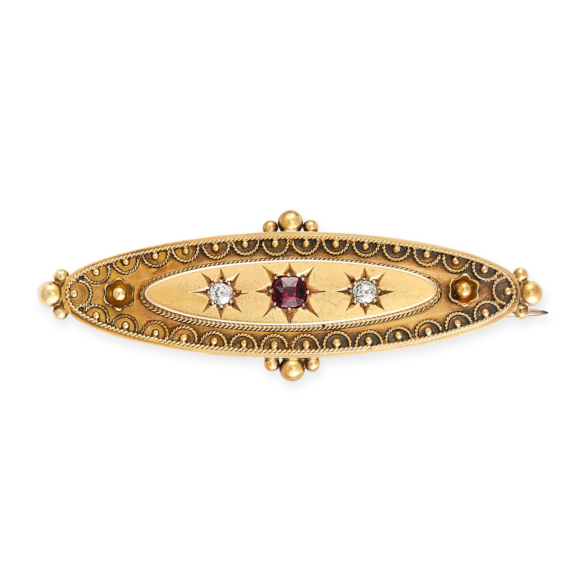 Null NESSUNA RISERVA - ANTICO VICTORIAN RUBY AND DIAMOND MOURNING LOCKET BROOCH,&hellip;