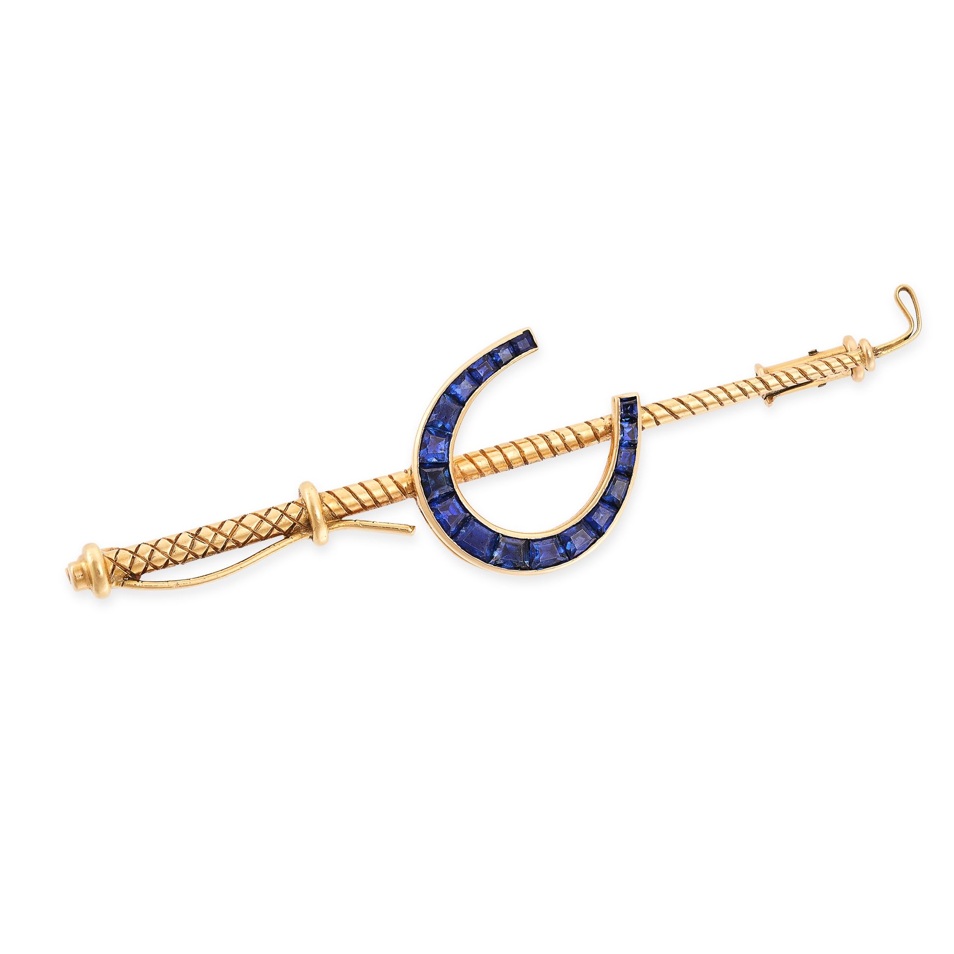 Null CARTIER, SAPPHIRE STOCK PIN BROOCH aus 18 Karat Gelbgold, in Form einer Rei&hellip;