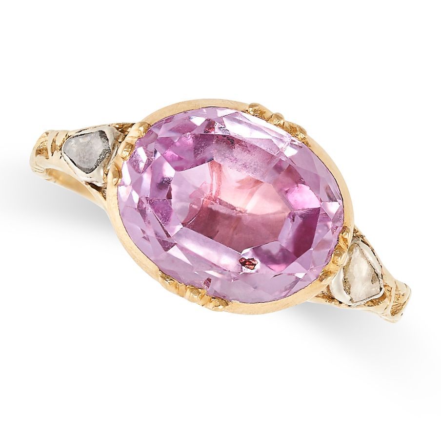 Null A PINK TOPAZ AND DIAMOND DRESS RING, 19TH CENTURY AND LATER in yellow gold &hellip;