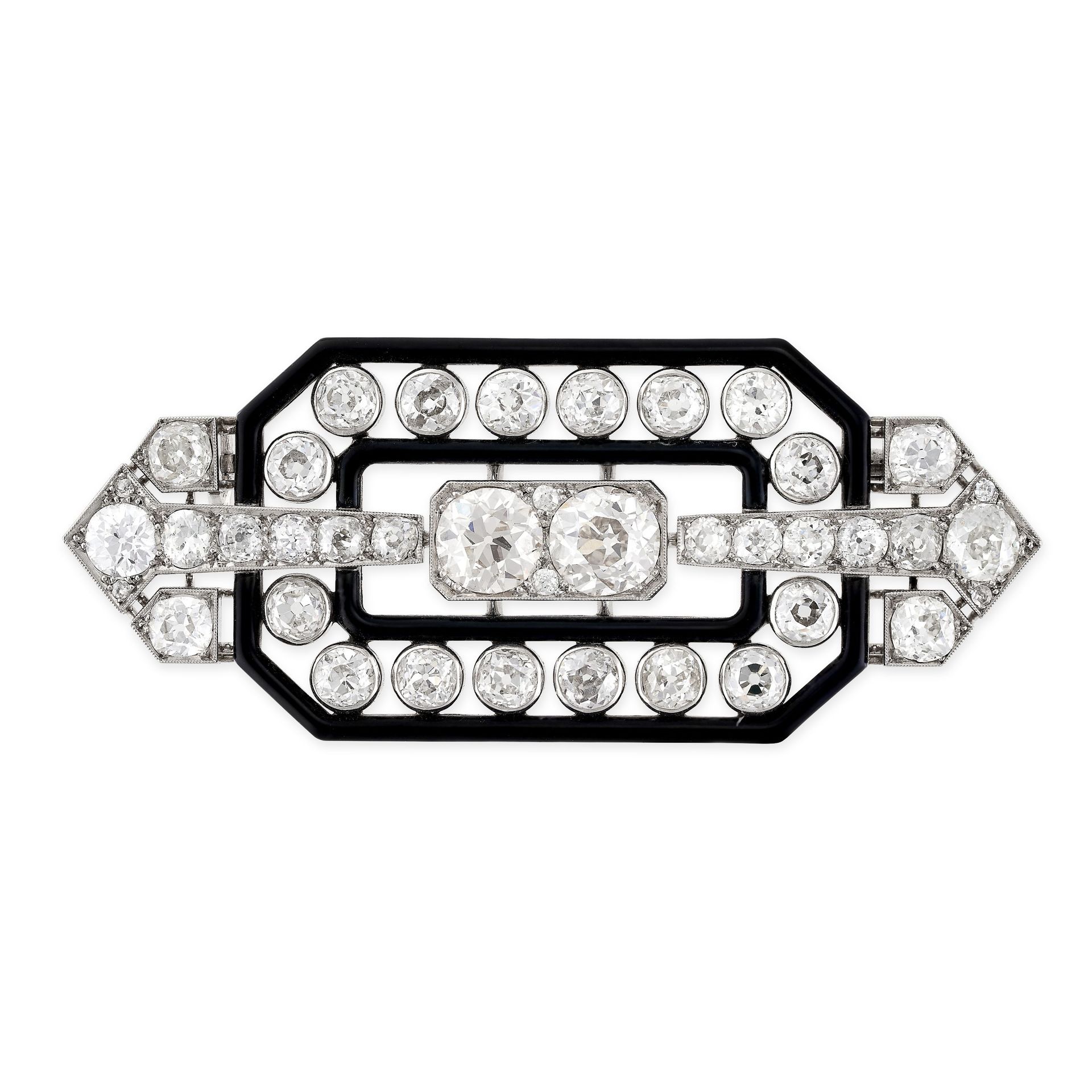 Null BOUCHERON, A EXCEPTIONAL ANTIQUE ART DECO DIAMOND AND ENAMEL BROOCH in plat&hellip;