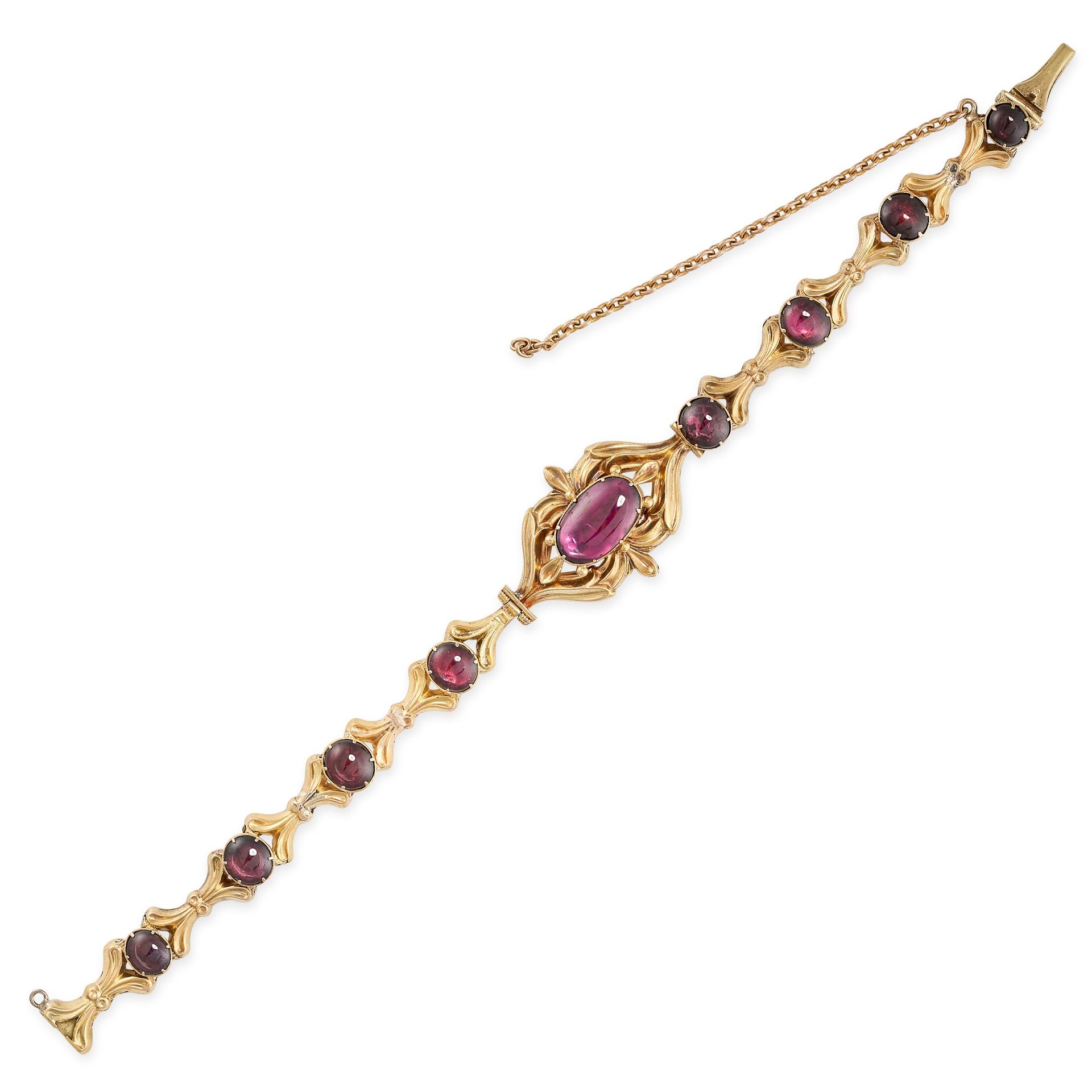 Null AN ANTIQUE GARNET MOURNING LOCKET BRACELET, 19TH CENTURY in yellow gold, th&hellip;