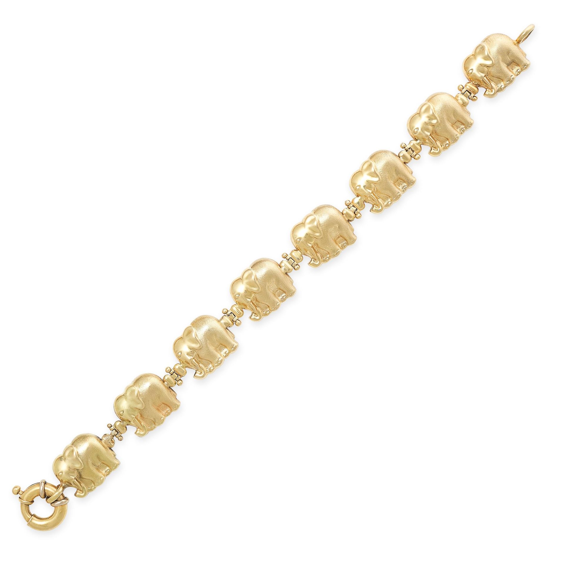 Null BRACELET à maillons en forme d'éléphant en or jaune 18ct, comprenant huit m&hellip;