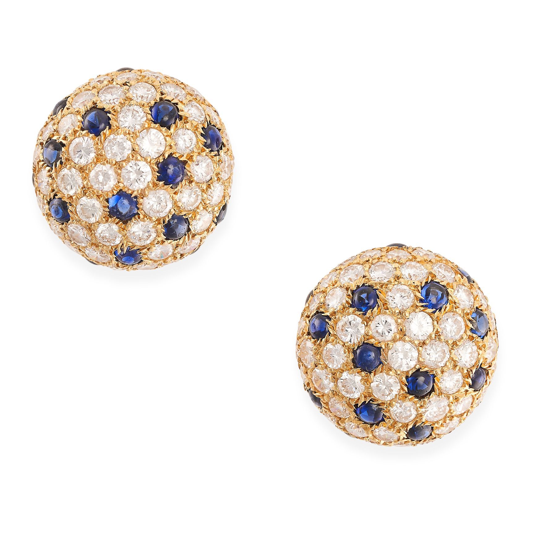 Null CARTIER, A PAIR OF SAPPHIRE AND DIAMOND PANTHERE CLIP EARRINGS in 18ct yell&hellip;
