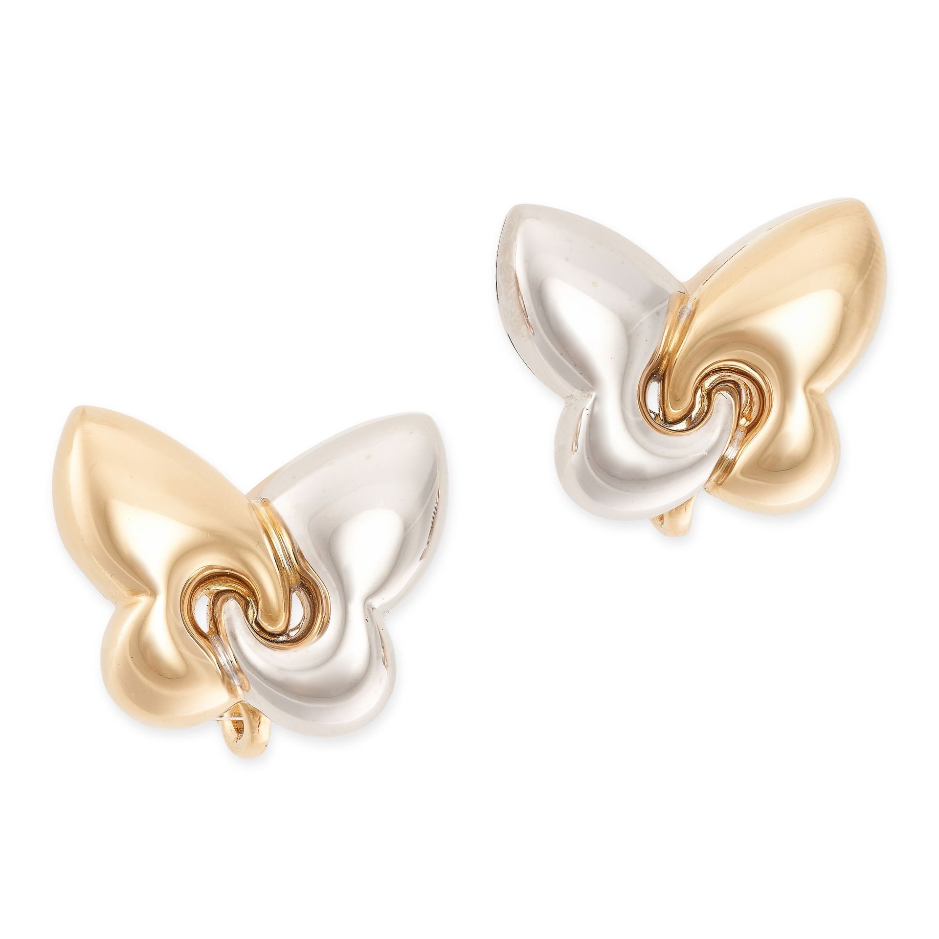 Null BVLGARI，一对18K黄金和白金的FARFALLE BUTTERFLY耳饰，每个都设计成双色金蝴蝶，签名为Bulgari，印有750，2.4cm，&hellip;