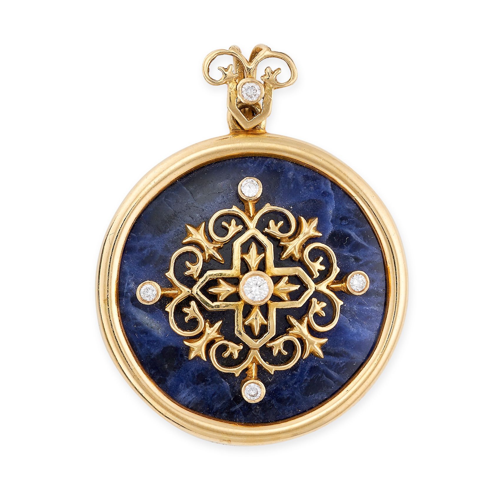 Null LALAOUNIS, A SODALITE AND DIAMOND PENDANT in 18ct yellow gold, set with a c&hellip;