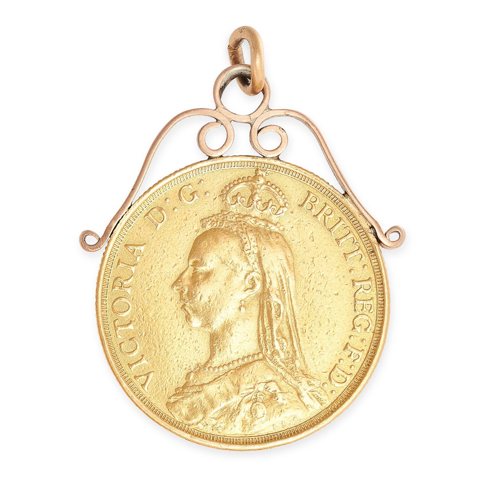 Null ANTIQUE VICTORIAN JUBILEE DOUBLE SOVEREIGN PENDANT, 19世纪及以后的22K黄金和9K黄金，镶嵌18&hellip;