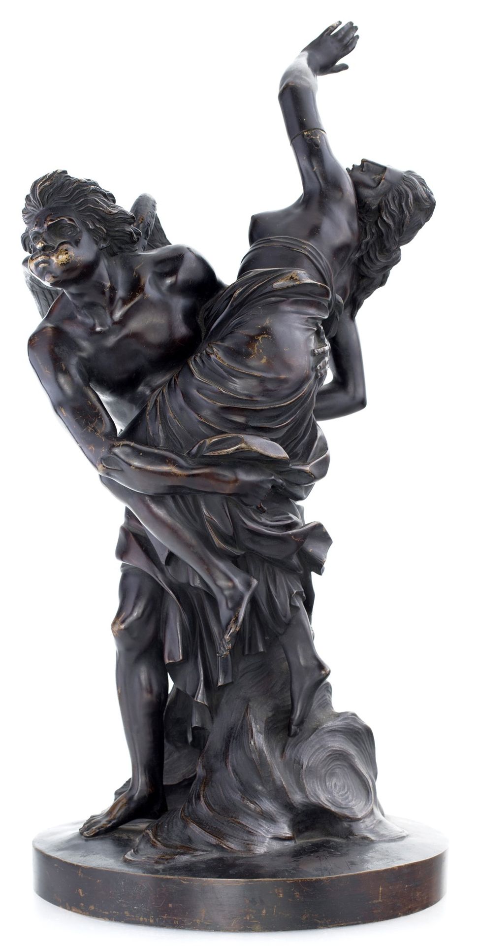 Burnished bronze group, 19th century depicting the abduction of Psyche