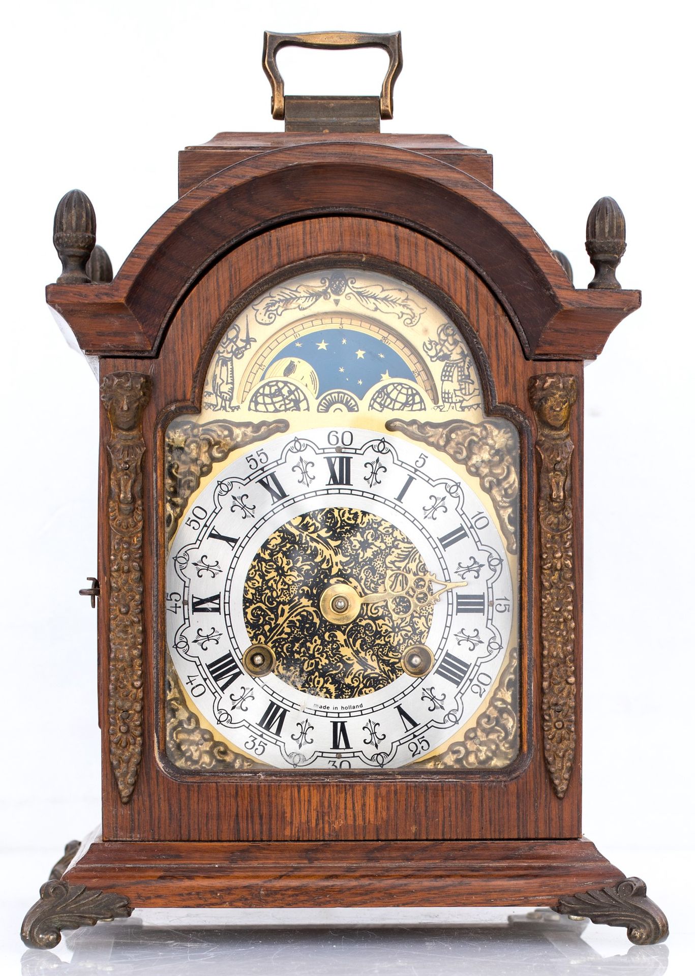 "Moon Phases" wooden table clock boîtier en forme de kiosque à journaux, cadran &hellip;
