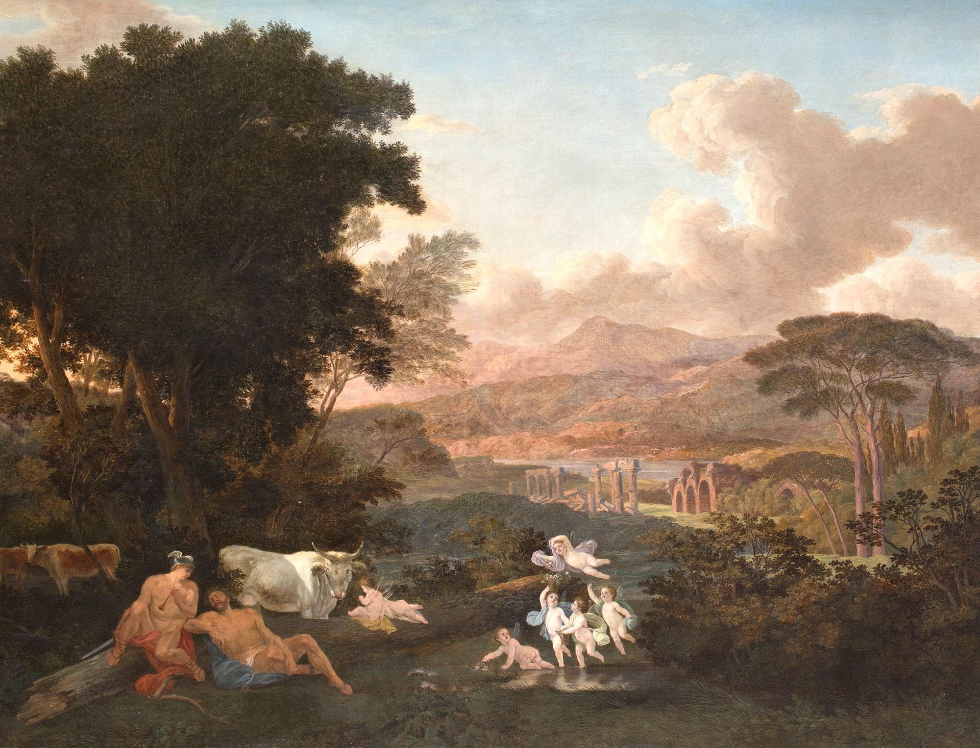 Jacob Philipp Hackert Arcadian landscape with Mercury and Argos Molded frame in &hellip;