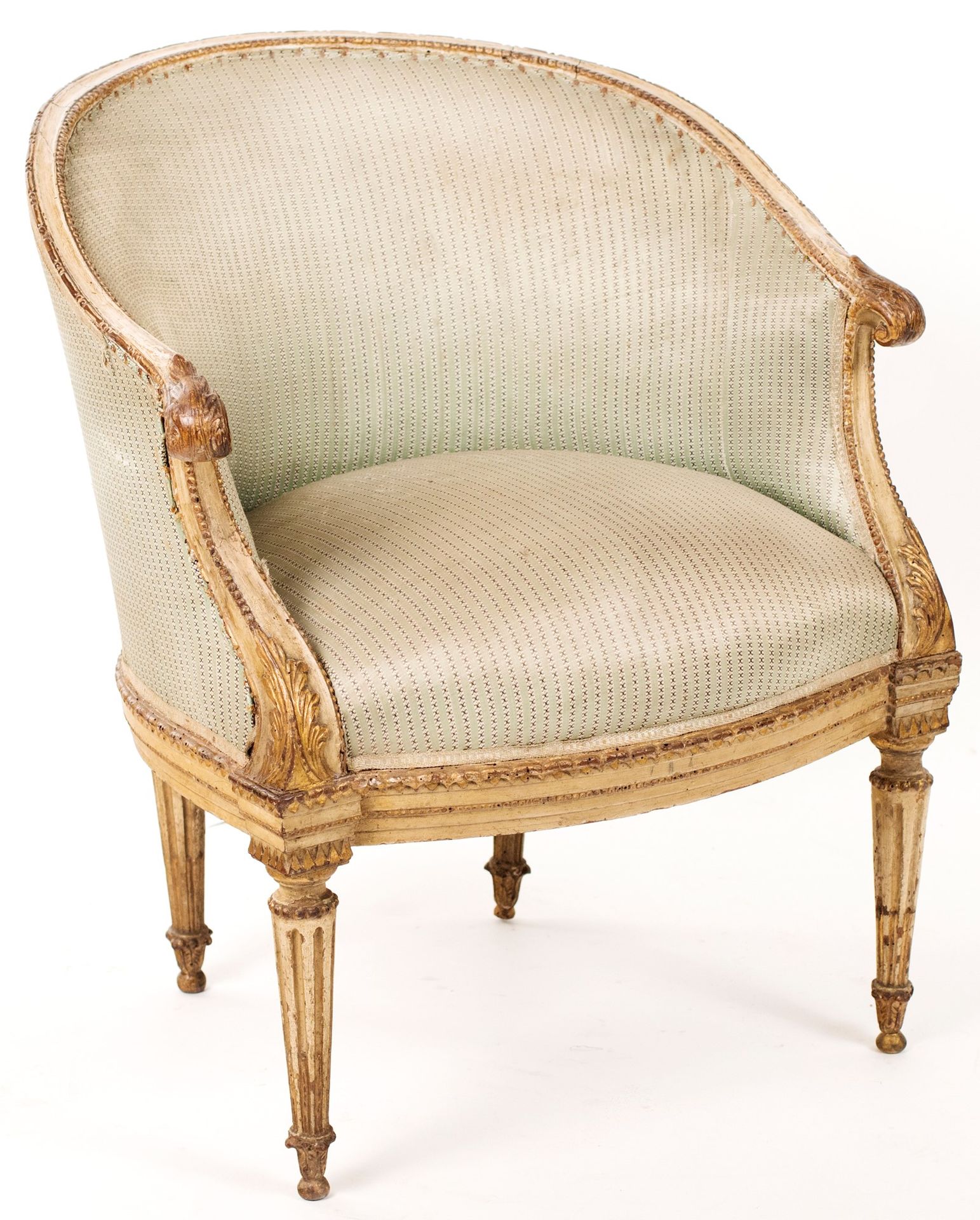 Cockpit armchair in lacquered and gilded wood, 19th century with profiles crosse&hellip;