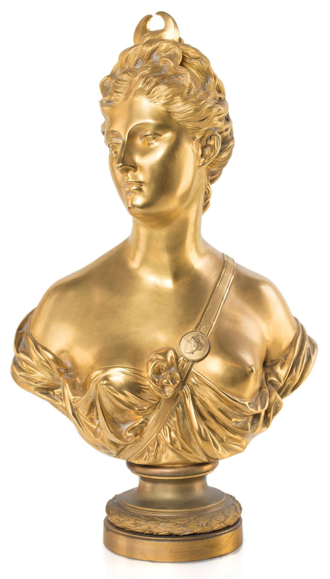 Jean Bulio Gilt bronze bust of Diana the huntress by Jean Antoine Houdon, late 1&hellip;