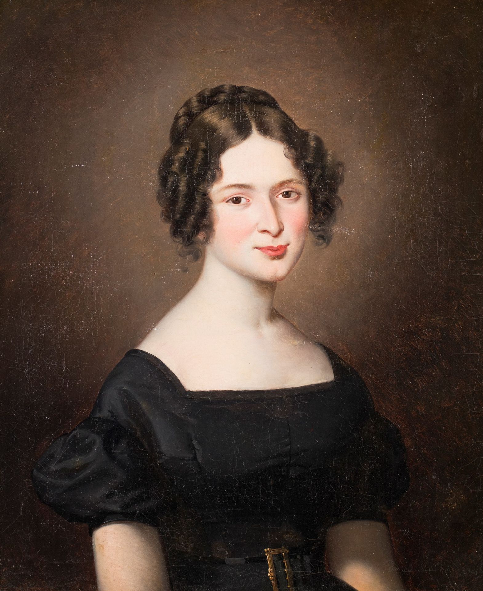 Pittore del XIX secolo Portrait of a young girl Peinture à l'huile sur toile
