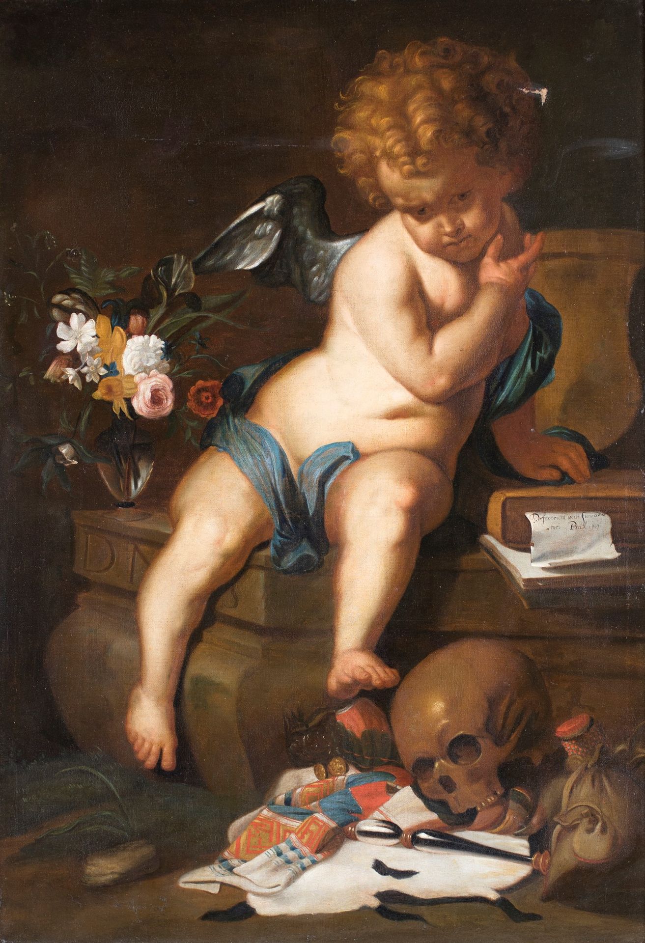 Pittore fiammingo del XVII secolo Allegory of youth 一幅私人收藏的类似主题的画作（布面油画124x97厘米）&hellip;