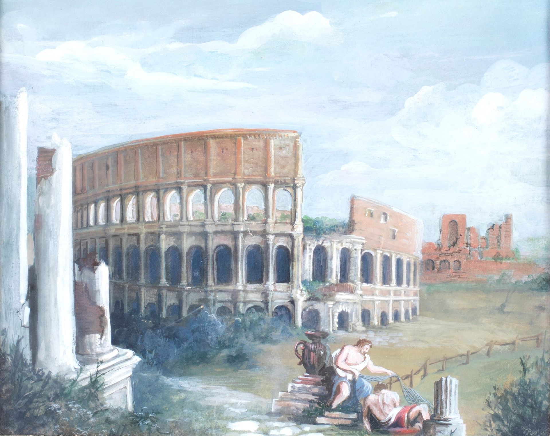 Pittore del XIX secolo Fantastic view of the Colosseum with mythological figures&hellip;